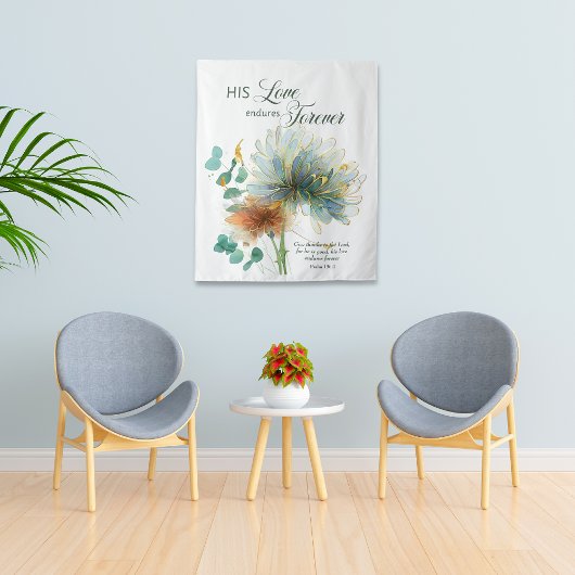 Zijn liefde blijft voor eeuwig in de witte Schrift Wandkleed