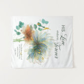 Zijn liefde blijft voor eeuwig in de witte Schrift Wandkleed (Voorkant (horizontaal))