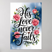 Zijn liefde faalt nooit Christelijke muurkunst pri Poster (Voorkant)