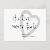 zijn liefde is nooit mislukt , zo schrijft yring l briefkaart (Voorkant)