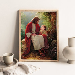 Zijn Liefde, Jezus Christus en Kleine Jongen Schil Poster