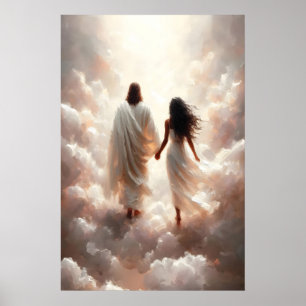 Zijn Liefde Jezus en Zwarte Vrouw Jezus Schilderij Poster