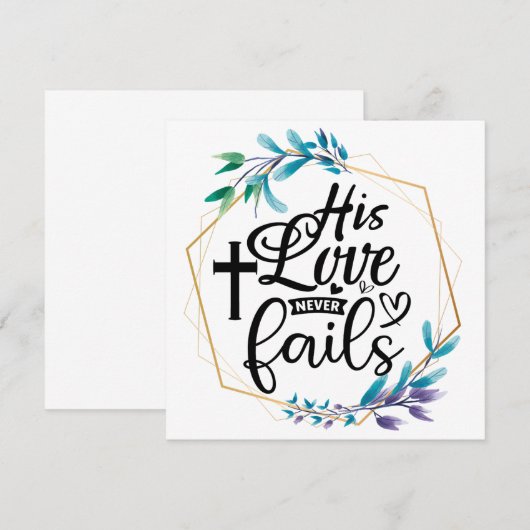 Zijn liefde mislukt nooit. bedankkaart (Voorkant / Achterkant)