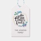 Zijn liefde mislukt nooit. cadeaulabel (Voorkant)