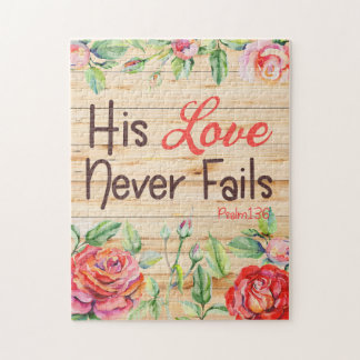 Zijn liefde mislukt nooit Christelijke Floral Legpuzzel