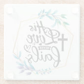 Zijn liefde mislukt nooit. glazen onderzetter (Achterkant)