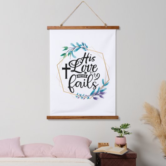 Zijn liefde mislukt nooit. hangend wandkleed (Slaapkamer)