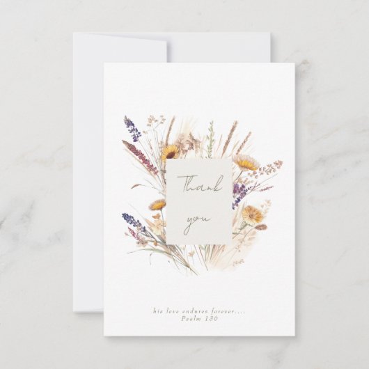 Zijn liefde verdraagt voor altijd aangepaste bloem bedankkaart (Voorkant)