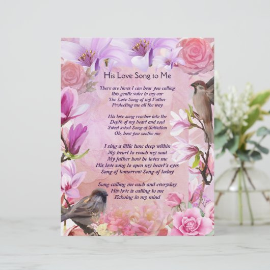 Zijn liefdeslied voor mij Floral Waterverf Briefpa (Staand voorkant)