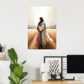 Zijn liefdevolle omhelzing Jezus knuffelt vrouw ge Poster (Thuiskantoor)
