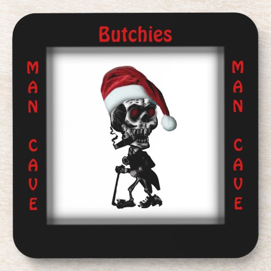 Zijn Man Cave Square Kerstmis/Vakantievakeistof On Onderzetter (Voorkant)