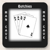 Zijn Man Cave Square Onderzetters (Voorkant)