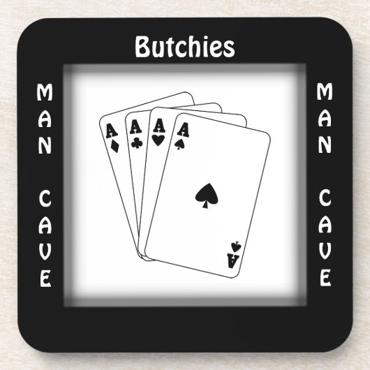 Zijn Man Cave Square Onderzetters (Voorkant)