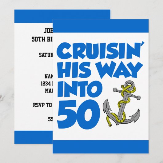 Zijn manier in 50 uitnodigen kaart (Voorkant / Achterkant)