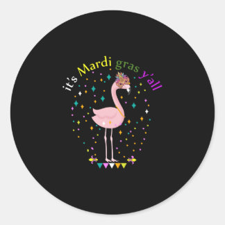 Zijn Mardi Gras Grappige Masker Flamingo Lover Ronde Sticker