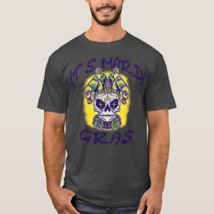 Zijn Mardi Gras laat Party Sugar Skull T-shirt