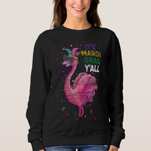 Zijn Mardi Gras Yall Flamingo Trui (Voorkant)