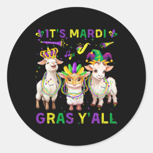 Zijn Mardi Gras Y'all Geiten Jester Mask Kralen Vr Ronde Sticker