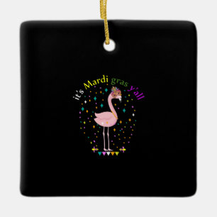 Zijn Mardi Gras Yall Grappig Masker Flamingo Lover Keramisch Ornament
