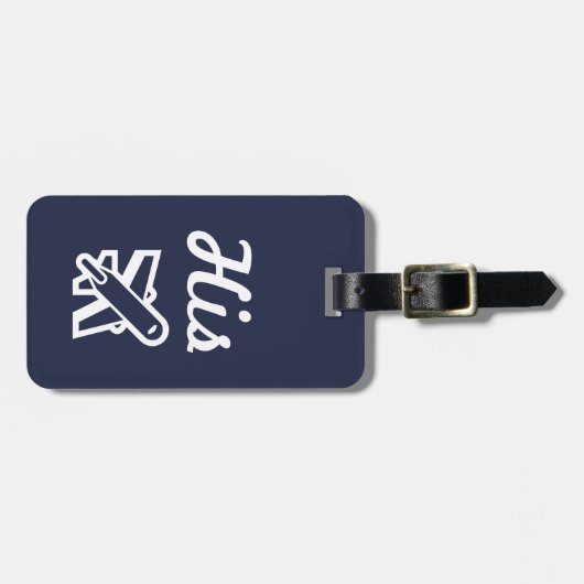 Zijn marine en wit Bagagelabel (Voorkant horizontaal)