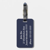 Zijn marine en wit Bagagelabel (Achterkant verticaal)