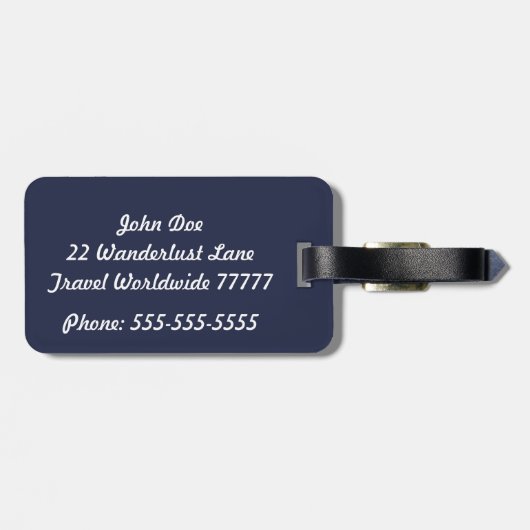 Zijn marine en wit Bagagelabel (Achterkant horizontaal)