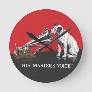 Zijn Master's Voice  Rood & Zwart Ronde Klok