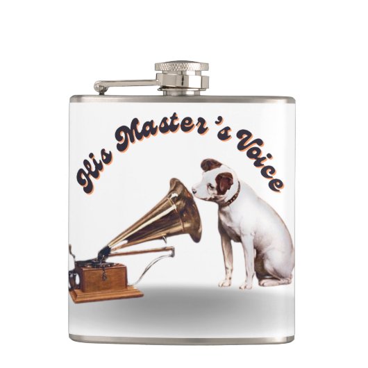 Zijn Master's Voice Vinyl Wrapped Kolf Heupfles (Voorkant)
