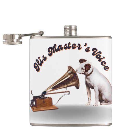Zijn Master's Voice Vinyl Wrapped Kolf Heupfles (Geopend)