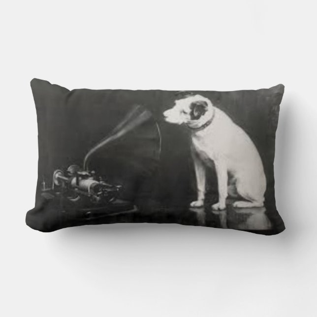 Zijn Master's Voice  zwart-wit Kussen (Voorkant)