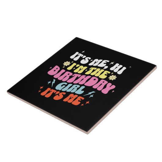 Zijn me verjaardagsfeestjes meisjes tegeltje (Zijkant)