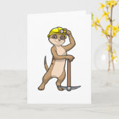Zijn meerkat als mijnwerker met houweel kaart (Gele Bloem)