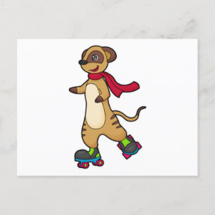 Zijn meerkat met roller skates briefkaart