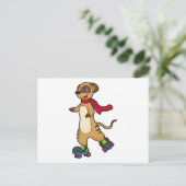 Zijn meerkat met roller skates briefkaart (Staand voorkant)