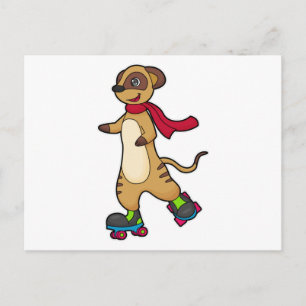 Zijn meerkat met roller skates briefkaart
