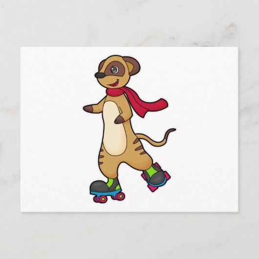 Zijn meerkat met roller skates briefkaart (Voorkant)