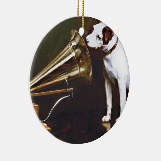 Zijn meester Nipper The Dog Keramisch Ornament (Rechts)
