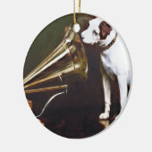 Zijn meester Nipper The Dog Keramisch Ornament (Links)