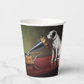 Zijn meesterstem  kleur papieren bekers (Achterkant)