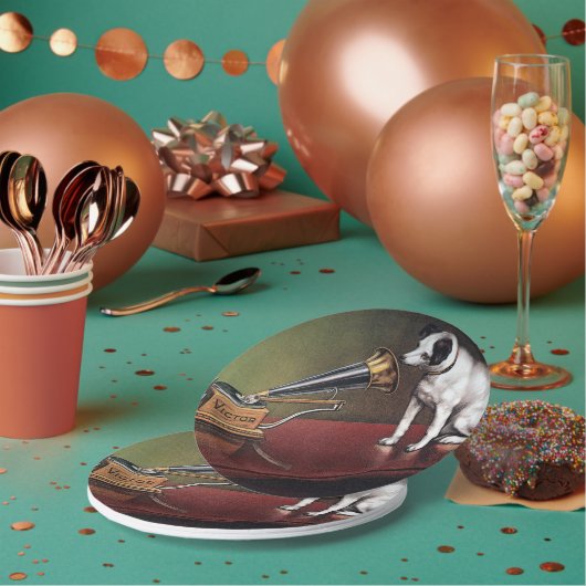 Zijn meesterstem  kleur papieren bordje (Multi)