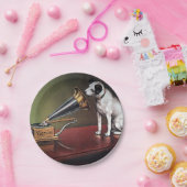 Zijn meesterstem  kleur papieren bordje (Feest)