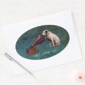 Zijn meesterstem Vaderdag Ovale Sticker (Envelop)