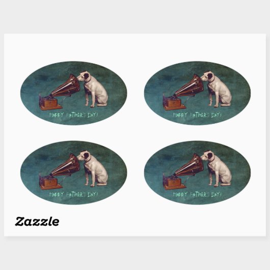 Zijn meesterstem Vaderdag Ovale Sticker (Vel)