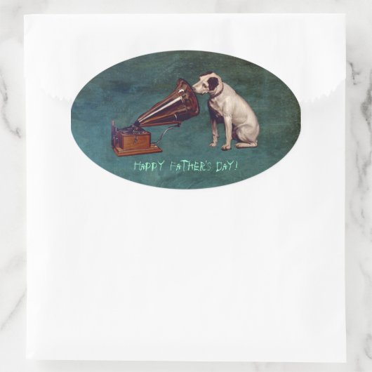 Zijn meesterstem Vaderdag Ovale Sticker (Tas)