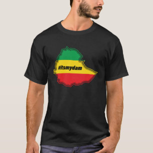Zijn mijn dam op de Ethiopische kaart en vlag T-shirt