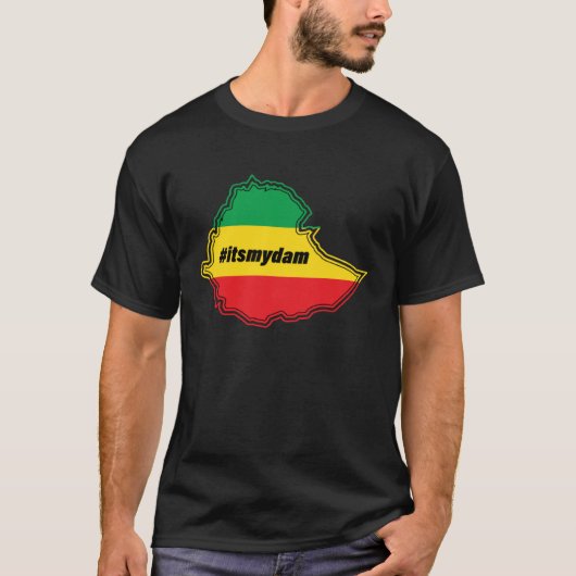 Zijn mijn dam op de Ethiopische kaart en vlag T-shirt (Voorkant)
