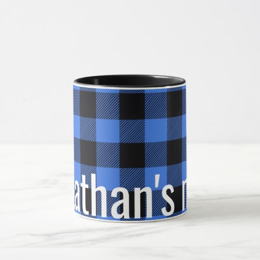 Zijn mok Simple Blue Black Buffalo (Midden)