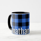 Zijn mok Simple Blue Black Buffalo (Voorkant links)