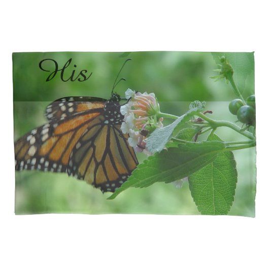 Zijn Monarchvlinder Bloemen Standaard Hoesjes Kussensloop (Voorkant-Links)