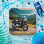 Zijn motorfiets papieren bordje (Feest)